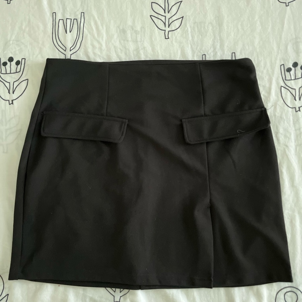 Shein Black Flap Pocket Minj Skirt